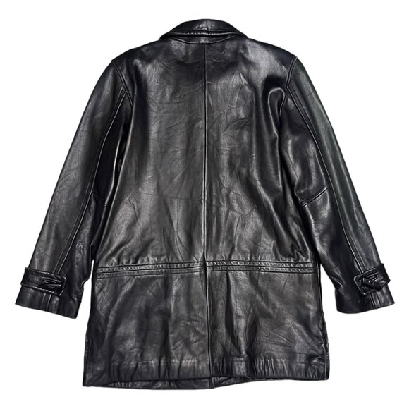 Vintage 2000s GENUINE Pelle Wilson’s Leather Luxury Designer Black Jacket Small - Picture 3 of 5